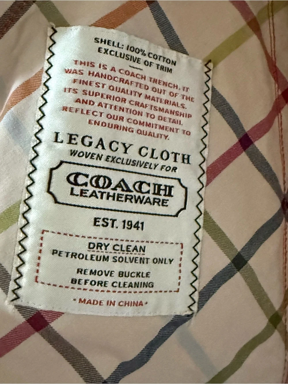 Coach Legacy/Red Double-Breasted Trench Coat with Belt